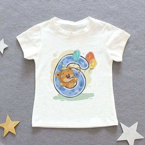 Girls Happy Birthday Number 1-9 Letter Print Kids T Shirt Summer Baby Girl Clothes Cute Funny Birthday Gift Boys T-shirt Cartoon
