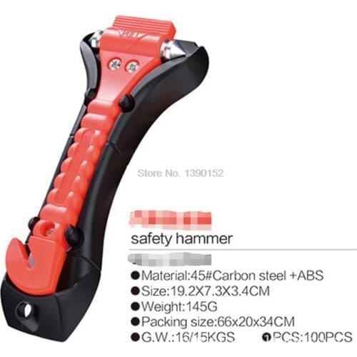 By dhl 100pcs practical Safety Hammer Life Saving Escape Emergency Hammer Seat Belt Cutter Window Glass Breaker Rescue Hammer