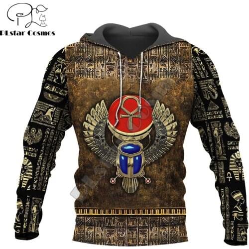 Ancient Egypt Winged Scarab With Ankh 3D Printed Mens autumn Hoodie Harajuku Unisex Casual Pullover Streetwear Jacket Tracksuits