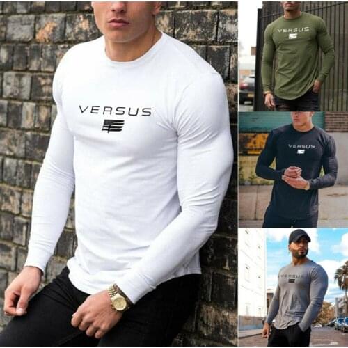 Long Sleeve Tshirt for Men Workout Casual Underwear Shirts Bodybuiling Muscle T-shirt