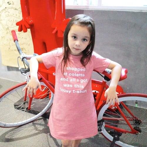 Cotton Kids Dresses Girls Summer Letter Print T Shirts Dress Baby Children Cotton New Fashion Clothes Infant Toddler Dresses