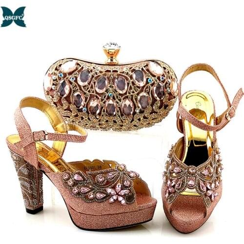 Italian Shoes with Matching Bags for Party Wedding Shoe and Bag Set African Sets 2020 Shoes and Bag Decorated with Appliques