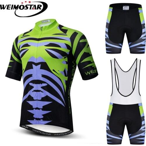 Weimostar Mens Team Cycling Jersey Set Summer Cycling Clothing Mountain Wear Bicycle Shirt Bib Shorts MTB Bike Clothing Suit