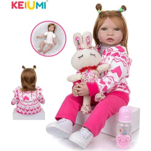 KEIUMI 60 CM Reborn Doll Bebe Toy Cloth Body Realistic Newborn Princess Babies For Girl Bonecas Baby Toys Doll Birthday Gift