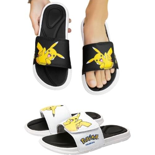 Pokemon Pikachu Anime Cartoon Shower Slippers Men Summer New Outdoor Beach Soft Sandals Non-slip Fashion Flip Flops Home Slides