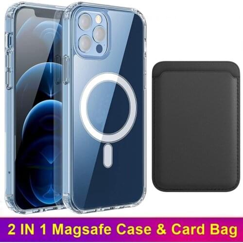 Tongdaytech Magnetic Phone Case With Card Bag For Magsafe Iphone 12 11 Pro Max Mini Clear Soft Tpu Cover For Iphone XS Max XR 8