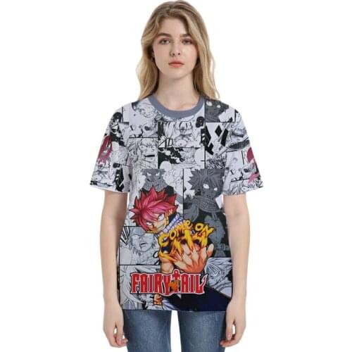 Fairy Tail Natsu 3D Printed Men T Shirt Men O-Neck tshirts Cartoon Shirt Short-Sleeve Women Catoon T-Shirt Streetwear