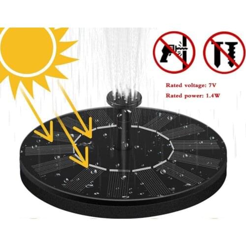 Solar Fountain Pump, 6 Nozzles Free Standing 1.4W Bird Bath Fountain Pump for Garden and Patio, Solar Panel Kit Water Pump