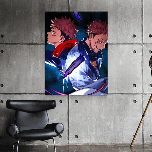 Wall Art Canvas Blue Magic Fight Jujutsu Kaisen Print Posters Paintings Picture Home Decor Living Room Modern Artwork Modular