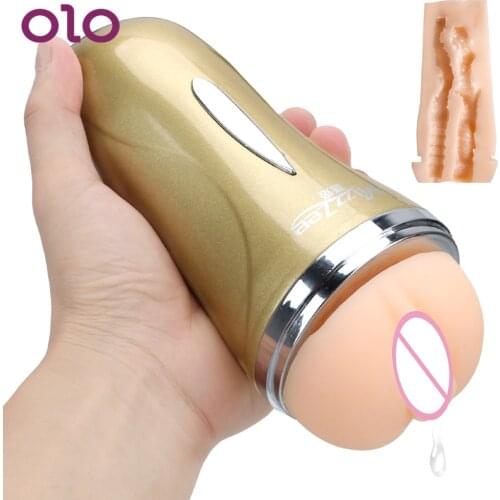 OLO Real Pussy Dual Channel Sex Products Adult Sex Toys for Men Realistic Anus Artificial Vagina Male Masturbation Cup