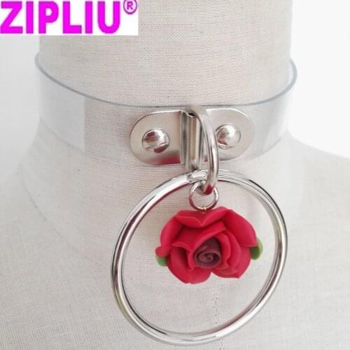 New Fashion Sexy Harajuku Leather Punk Choker Necklace Flower O-Round Rivets Collar handmade goth torque hot rock