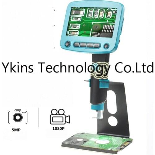 5MP 8 Led lights 1080P 1-800X 4.3" LCD screen portable digital video microscope for industrial soldering BGA Phone PCB repair