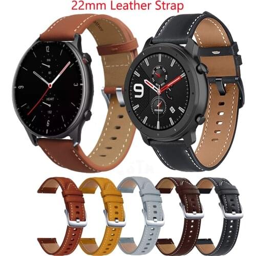 For GTR 2 2e 47mm Leather Straps Watchband For Xiaomi Huami Amazfit PACE/Stratos 3 2 2S Bracelet Band for Samsung Gear S3 Correa