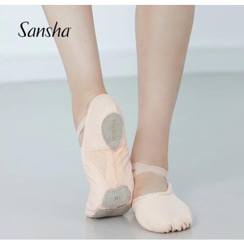 Sansha Adult Ballet Shoes Stretch Canvas 3 Split-sole Elastic Mesh For Amazing Bending Girls Women Ballet Dance Slippers NO.32C