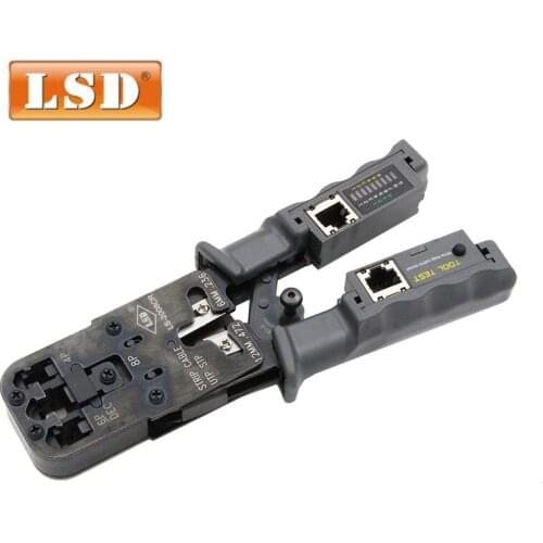 Detachable tester tool UTP/STP RJ45/RJ12/RJ11 network cable crimper ratchet multiple function cable stripper and tester