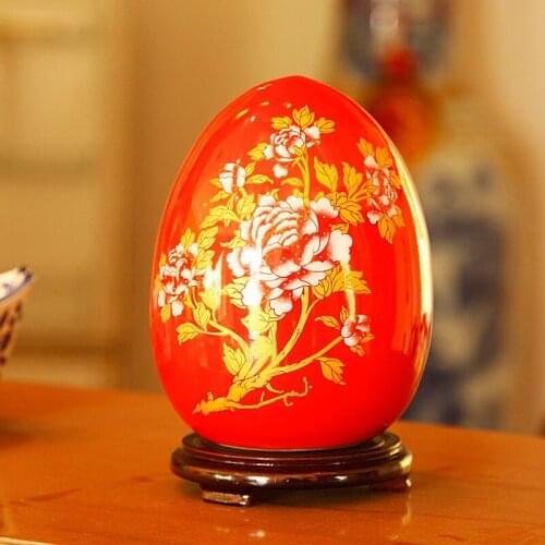 Sequence strong spike authentic Chinese Jingdezhen ceramics red Fu egg vase crafts ornaments wedding gifts
