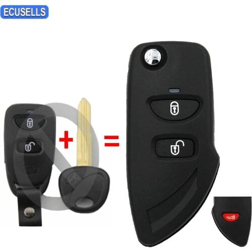 New Replacement 2+1/3 Button Folding Flip Remote Key Shell Case Fob Smart Car Key Housing For Hyundai Tucson Uncut Blade