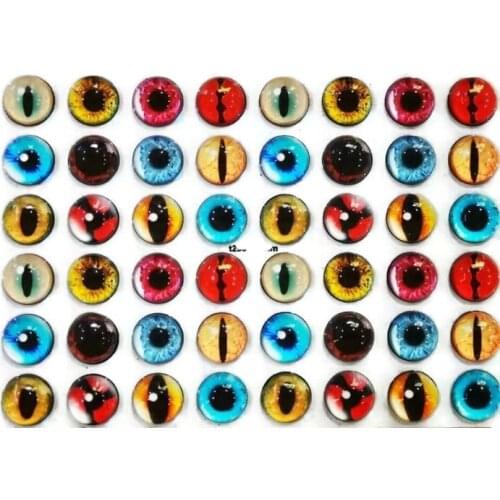 Wholesale flat back glass eyes 54pcs 12mm