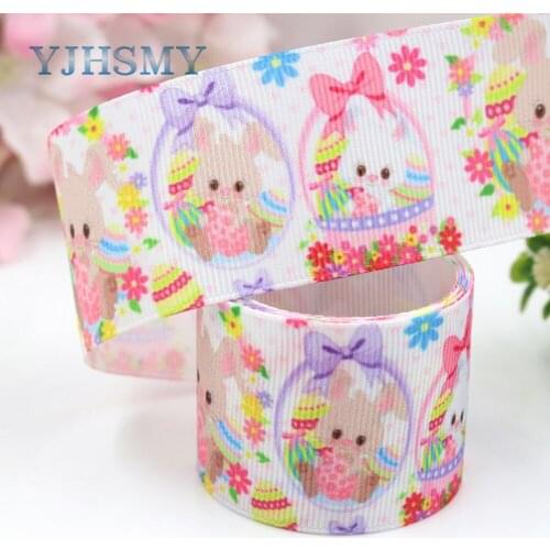 YJHSMY I-19116-351,38mm 10yards Cartoon animals Rabbit Ribbons,Thermal transfer Printed grosgrain,DIY Gift wrapping materials