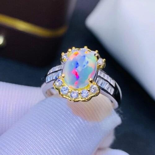 Jewelry 100% Natural Opal Ring for Woman Australia Opal Silver Ring Solid 925 Silver Opal Jewelry