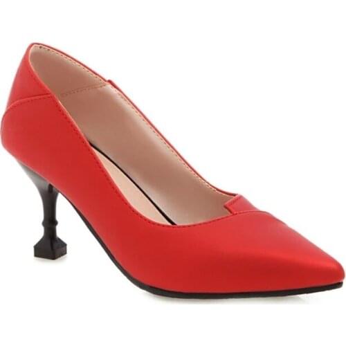 Oversized 12 ladies high heels women shoes woman pumps Pure pointed shallow-mouthed single shoes