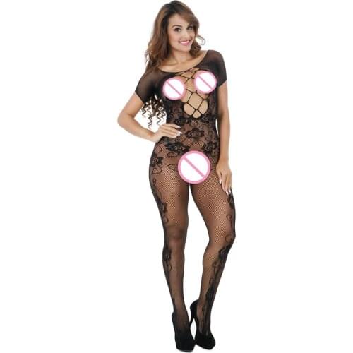 Women Sexy Lingerie Nightwear Open Crotch Fishnet Hollow Body Stocking Bodysuit Underwear Net Sex Products Costumes Hot Erotic