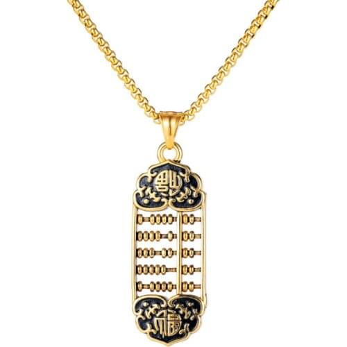 FAMI NECKLACES Creative wishful abacus titanium steel necklace retro hip hop street fashion mens pendant ACCESSORIES