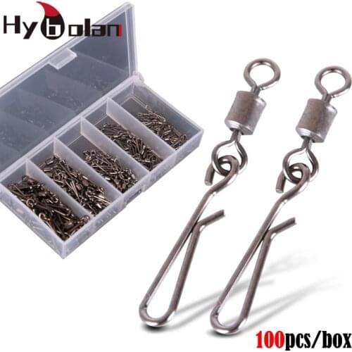 100pcs/box Swivels Fishing Connector Interlock Pin Snap 4#-12# Rolling Swivel For Fishhook Lure Carp Fishing tackle Accessories