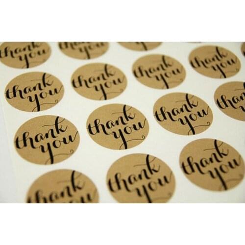 100PCS/lot Diameter 38MM 'Thank You' Round Kraft paper Sticker for Gift Packing Baking Decoration label
