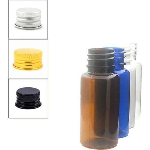 15ml round empty clear/white/amber/blue pet plastic bottle with Lined Aluminum Silver/gold Lid X 10
