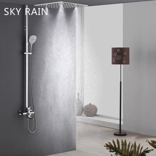 SKY RAIN 16/20 Inch Bathroom Wall Mounted Rainfall Massage Spray Square Shower Head Set
