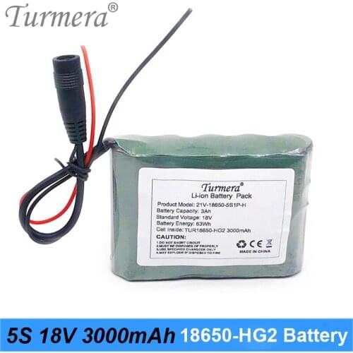5S 18V 21V 3000mAh Reachargeable Lithium Battery Pack TUR18650HG2 3000mAh 30A Battery Cell with 5S BMS for Screwdriver 18V 21V