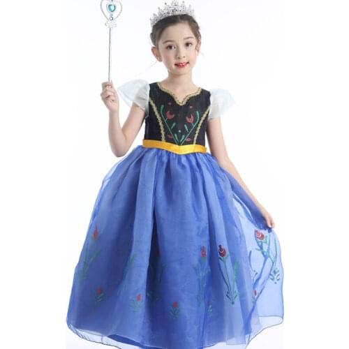 ABGMEDR Brand Girls Fantasia Anna Dress Girls 3-10 Years Princess Dress Girl Party Dress Children Clothing Kids Blue Fancy Dress