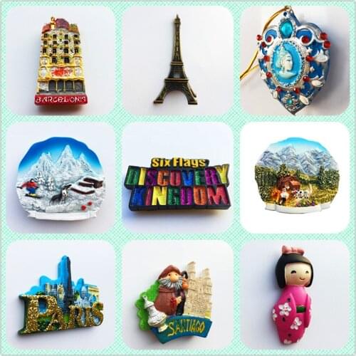 (free shipping)World scenery 3D Fridge Magnets Tourism Souvenir Refrigerator Magnetic Sticker Collection Handicraft Gift