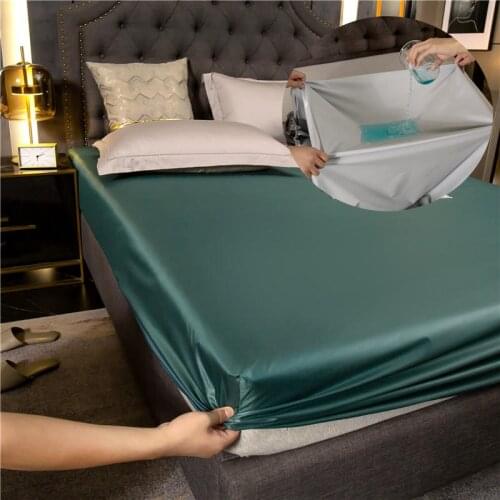 Bonenjoy Waterproof Bed Linen with Elatic Queen/King Size Satin Polyester drap housse 140x190 Fitted Bed Sheet (no pillowcase)