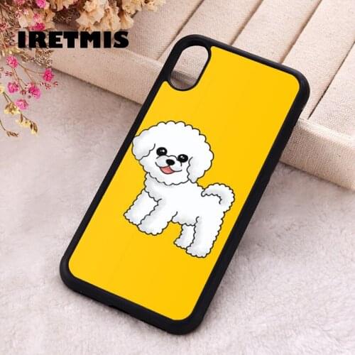 Iretmis 5 5S SE Phone Cover Case for iPhone 6 6S 7 8 Plus X Xs XR 11 12 Mini Pro Max Rubber Silicone Yellow Fluffy White Dog