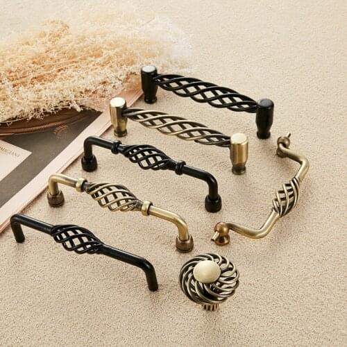 Door Knob Bird Cage Handle Iron Bird Cage Handle Classical Bronze Cabinet Drawer Wardrobe Handle Cabinet Knobs for Furniture