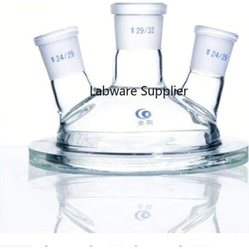 Different joint size 150mm Medical Grade Boro Glass 3-neck Glass flask reactor head, Flask reactor head with three mouths