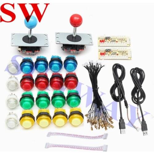Hot Sale 1pcs Zero Delay Arcade Kit USB Encoder To PC Arcade copy Sanwa Joystick+ 5V LED Push Buttons For Arcade Machine
