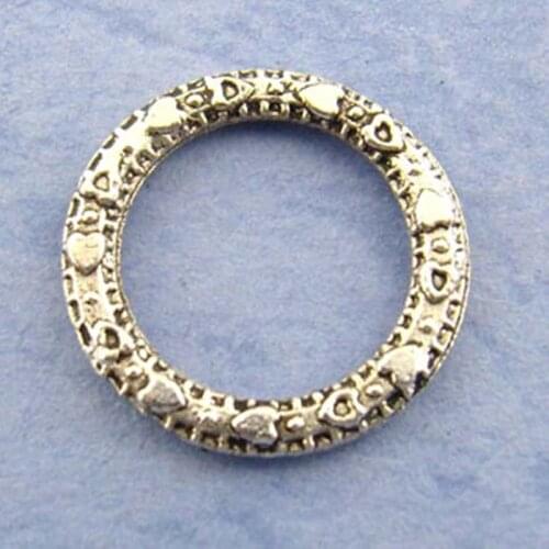 DoreenBeads Zinc metal alloy Closed Soldered Jump Rings Round Silver Color Pattern Pattern 14.0mm( 4/8") Dia, 20 PCs Hot new