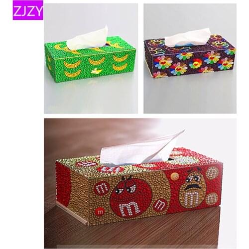 Diamond painting Tissue box Three-dimensional handmade art cosmetic tissue dispenser Childrens DIY puzzle cartoon home decor