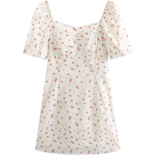 Young Teens Summer Dress Sweet Fresh Pure Youth Mini Dresses Floral Slim Teenager Clothes For 155cm-165cm