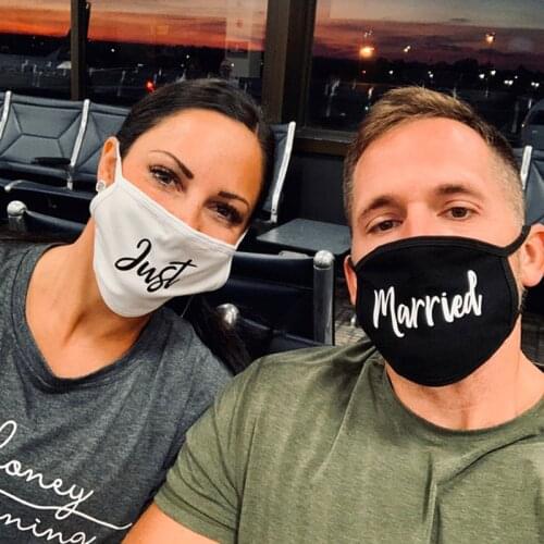 Just Married Mr Mrs Bride Groom Wife husband Newlywed couples Mask wedding decoration gift honeymoon Travel present Photo props