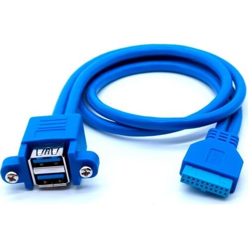 Stapelbar USB 3,0 Weibliche Panel Typ zu Motherboard 20Pin Header Kabel Dual Ports 50cm