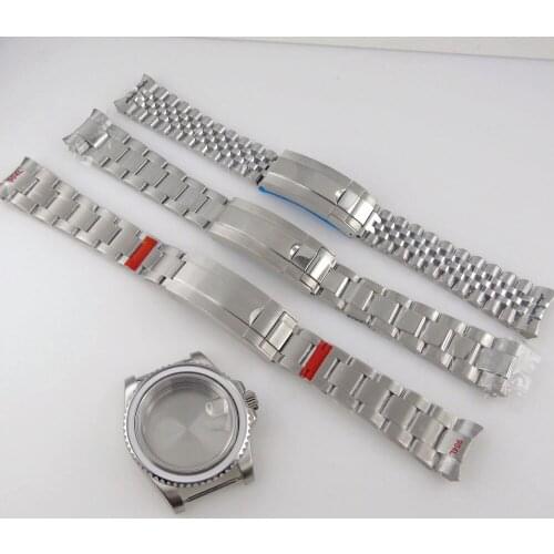 Brushed Steel 40mm Automatic Watch Case fit NH35A Jubilee/Oyster Strap fit NH35A Seeing Back Screwdown Crown