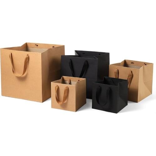 Multifunctional black khaki bolsas de papel wedding party gift bag with handle fashion shopping bag candy cake packaging bag