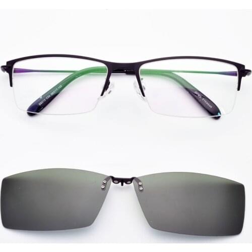 Alloy Glasses Metal Frame Magnet Clip Myopia Black Full Frame Glasses Polarized Mens Sunglasses Stainless Steel Driving