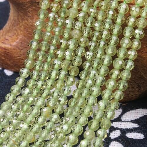Bhd 2mm 3mm Natural Peridot Stone Green Round Faceted Gemstone Loose Beads DIY Accessories for Jewelry Necklace Bracelet Making