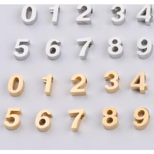5pcs/lot Stainless Steel 0-9 Number Charms Gold Color Charms for Diy Necklace & Bracelets Jewelry Making Lovely Birthday Gifts