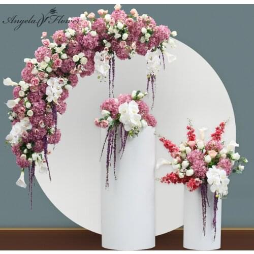 Custom Luxury Moon Shape Flower Row Table Centerpiece Flower Ball Set Wedding Arch Backdrop Decor Flower Arrangement Party Props
